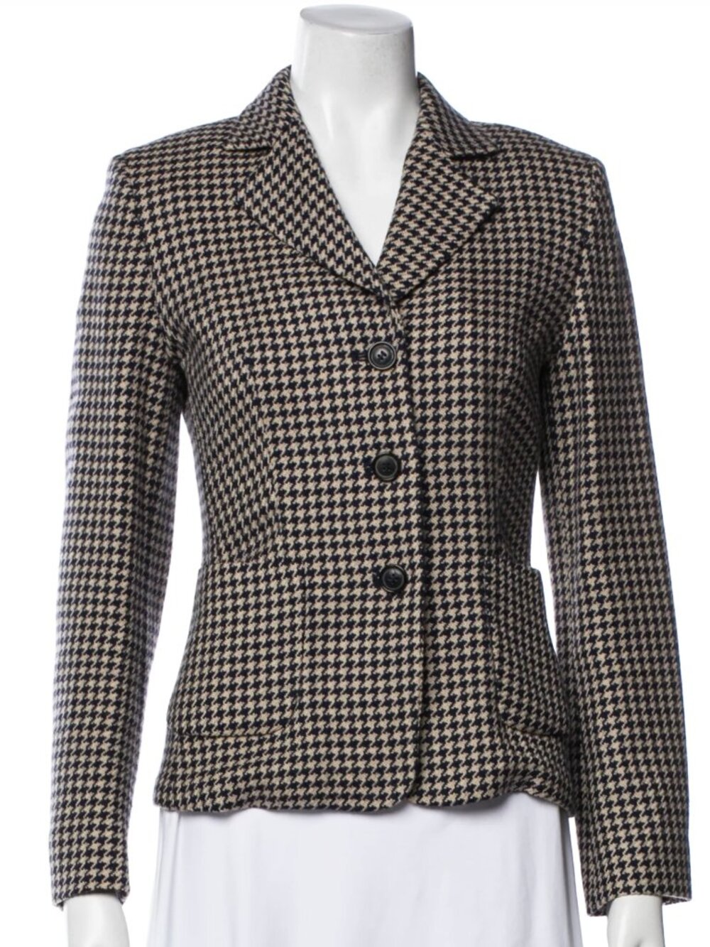 MaxMara Virgin Wool and Cashmere Houndstooth Blazer